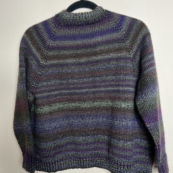 Handmade Knit Sweater Cardigan Open Front Purple Grey size S/M - Picture 11 of 12